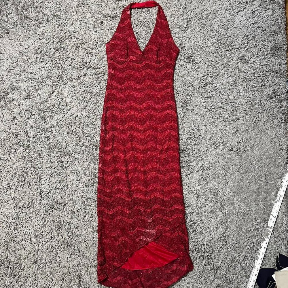 Y2K Lace Halter Neck Full Length Dress Size L